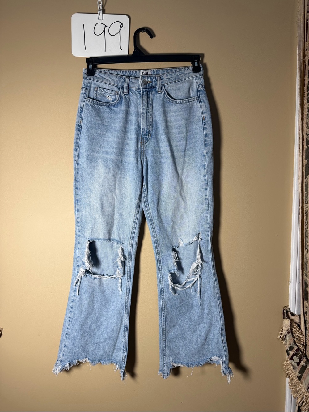 BDG Light Blue Distressed Wide-Leg Jeans